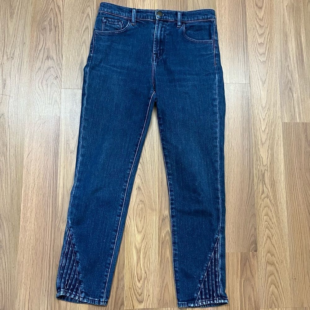 J Brand Ruby High Rise Moto Ankle Skinny Jeans Medium Wash 26